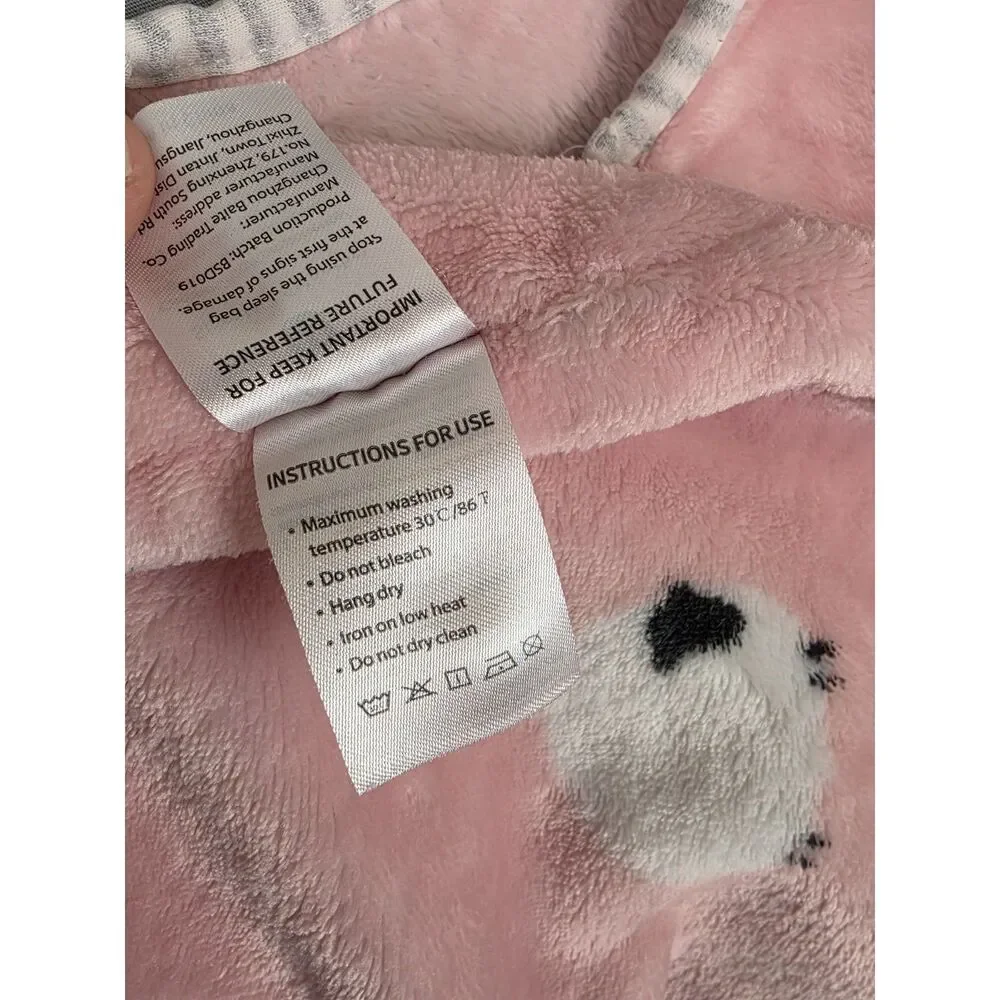 ZigJoy Infant Baby Sleep Sack 3-6 Mth Pink Sheep Fuzzy Swaddle Blanket Bag